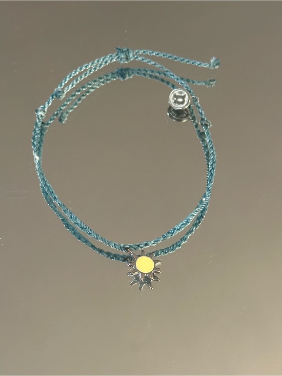 Pura Vida Jewelry - Pura Vida Teal Braided Cord Bracelet with Yellow Sun Charm